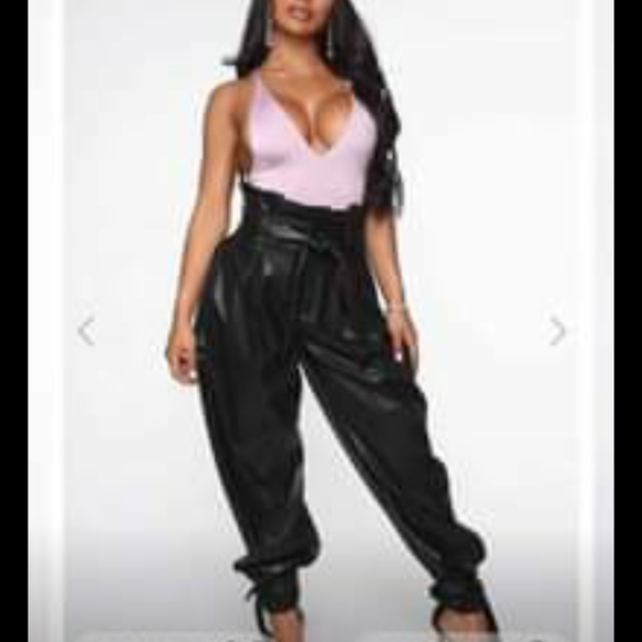 Cardi B vegan faux leather black XL parachute pants - Picture 1 of 2